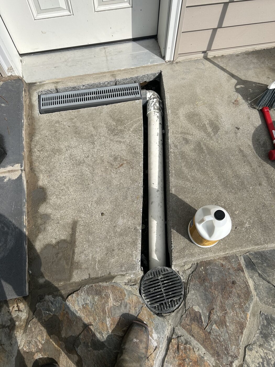 Channel drain prepared for installation