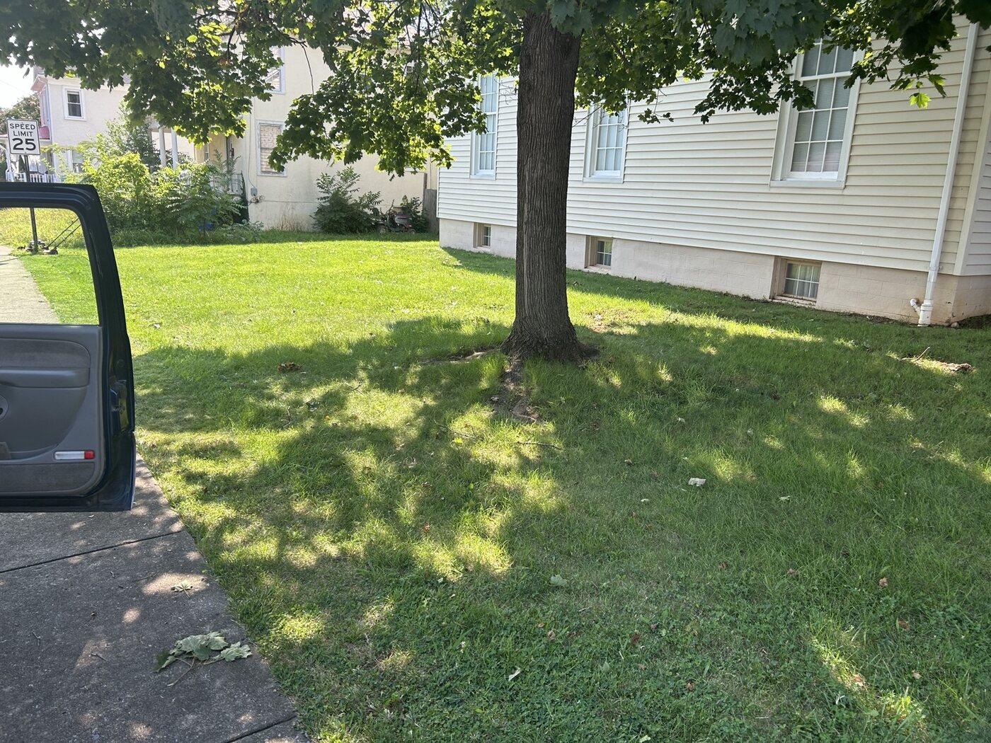 Lawn maintenance around the church