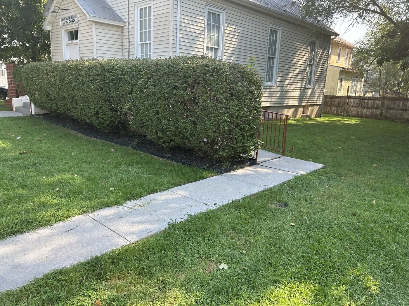 Completed side lawn and walkway