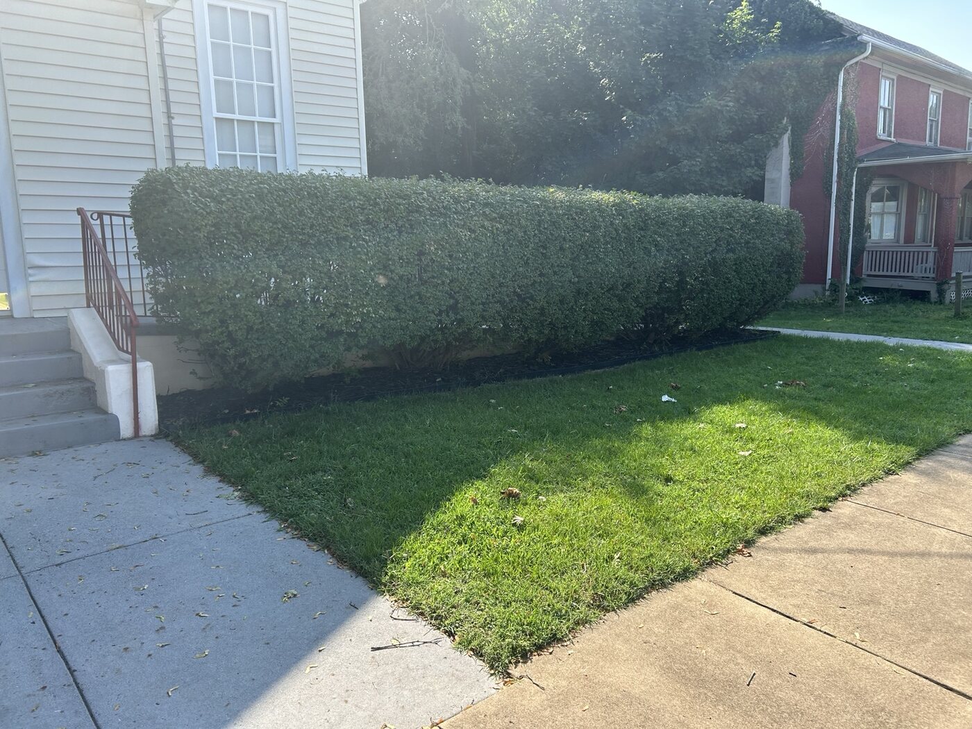 Finished lawn beside the church entrance