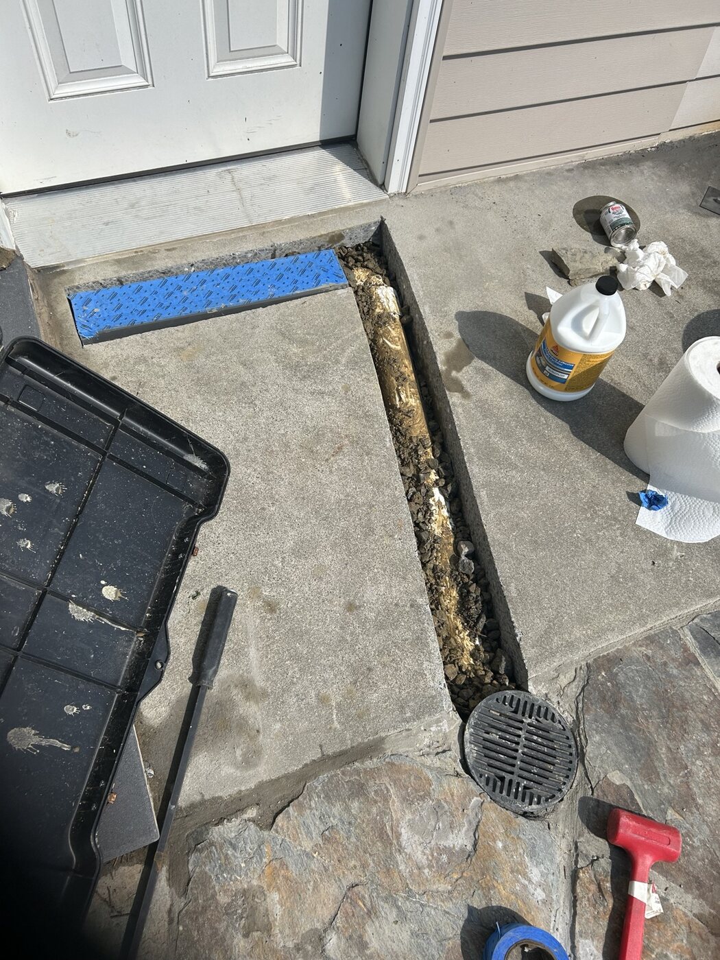 Concrete trench prepared for proper drainage